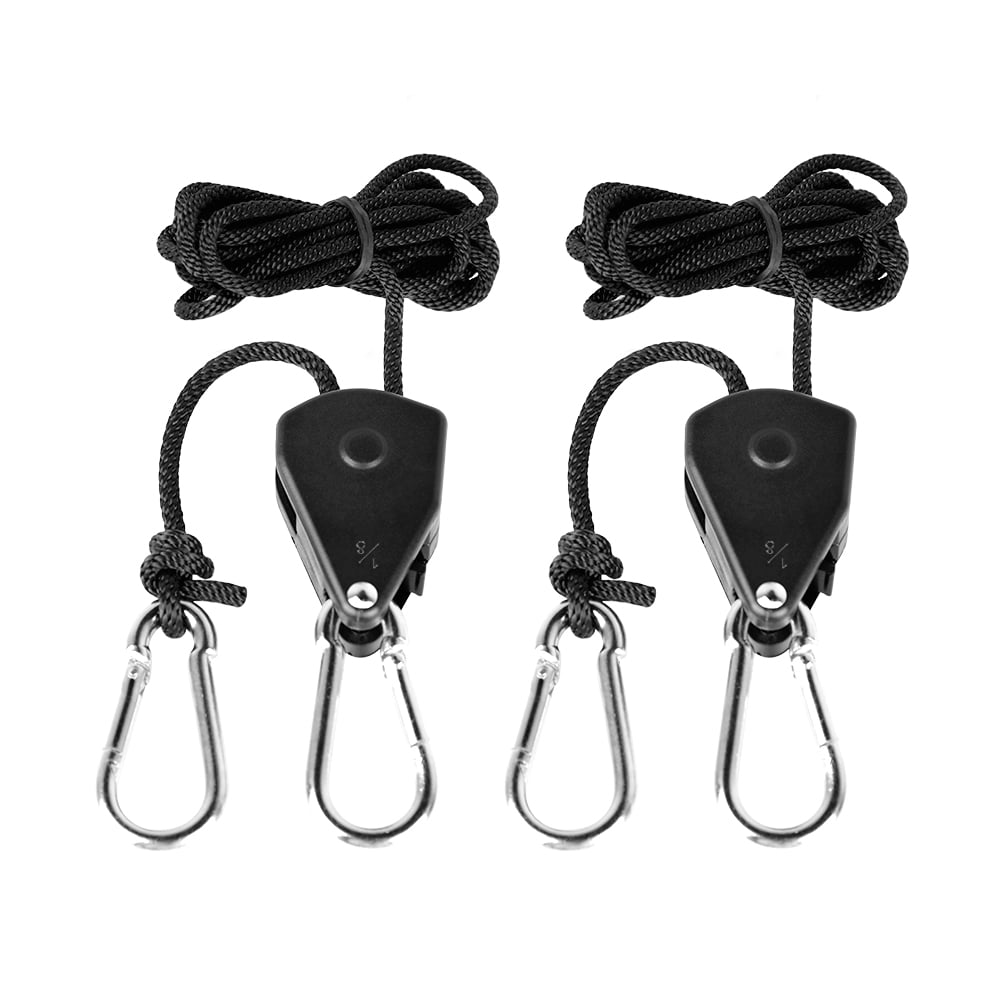 Rope Ratchet Hangers for Hydroponic Grow Light Reflectors 8'x1/8", 150lb Limit 