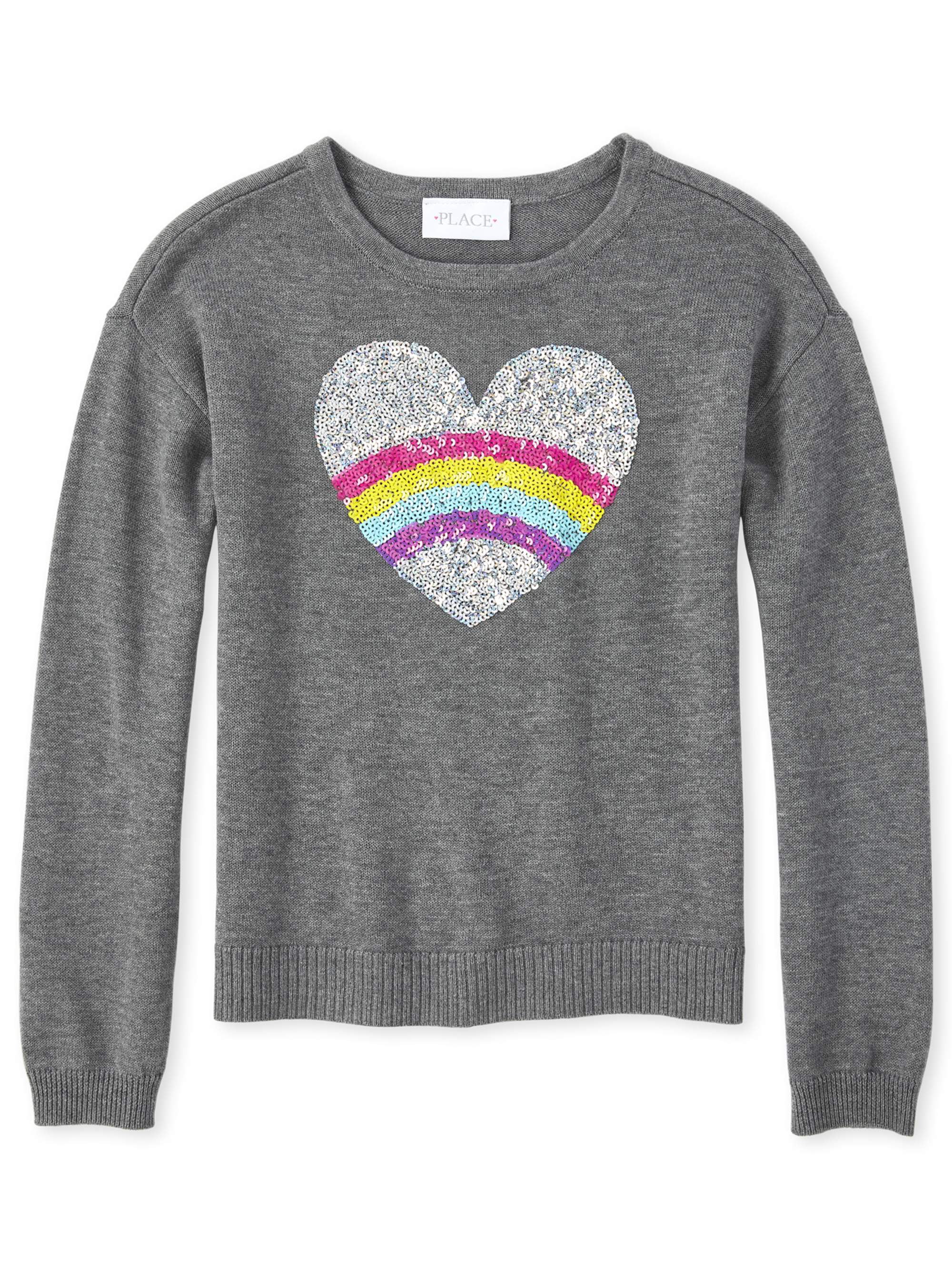The Childrens Place Girls Sequin Graphic Sweater
