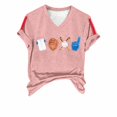 thumbnail image 4 of V-Neck Women's Short Sleeve T-shirt Women'S Baseball Festival Solid Color Baseball Printed V Neck Short Sleeved Top,Pink Women's Short sleeve T-shirt XXL, 4 of 6