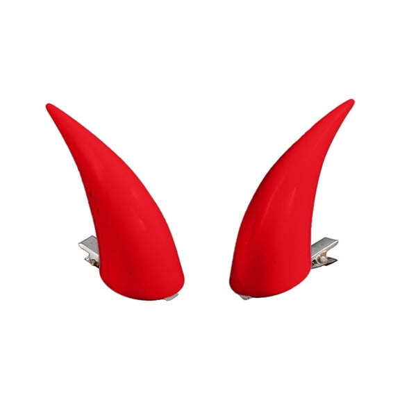 2Pcs Devil Horn Hair Clips Resin Gothic Horn Barrettes Halloween Costume Hair Decor For Party Stage Outfit Styling(Red-5.4x4cm)