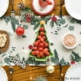 thumbnail image 4 of mubwai Green Leaves Poinsettia Holly Christmas Table Runner, Seasonal Winter Kitchen Dining Table Decor for Home Party 13x72 Inch, 4 of 7