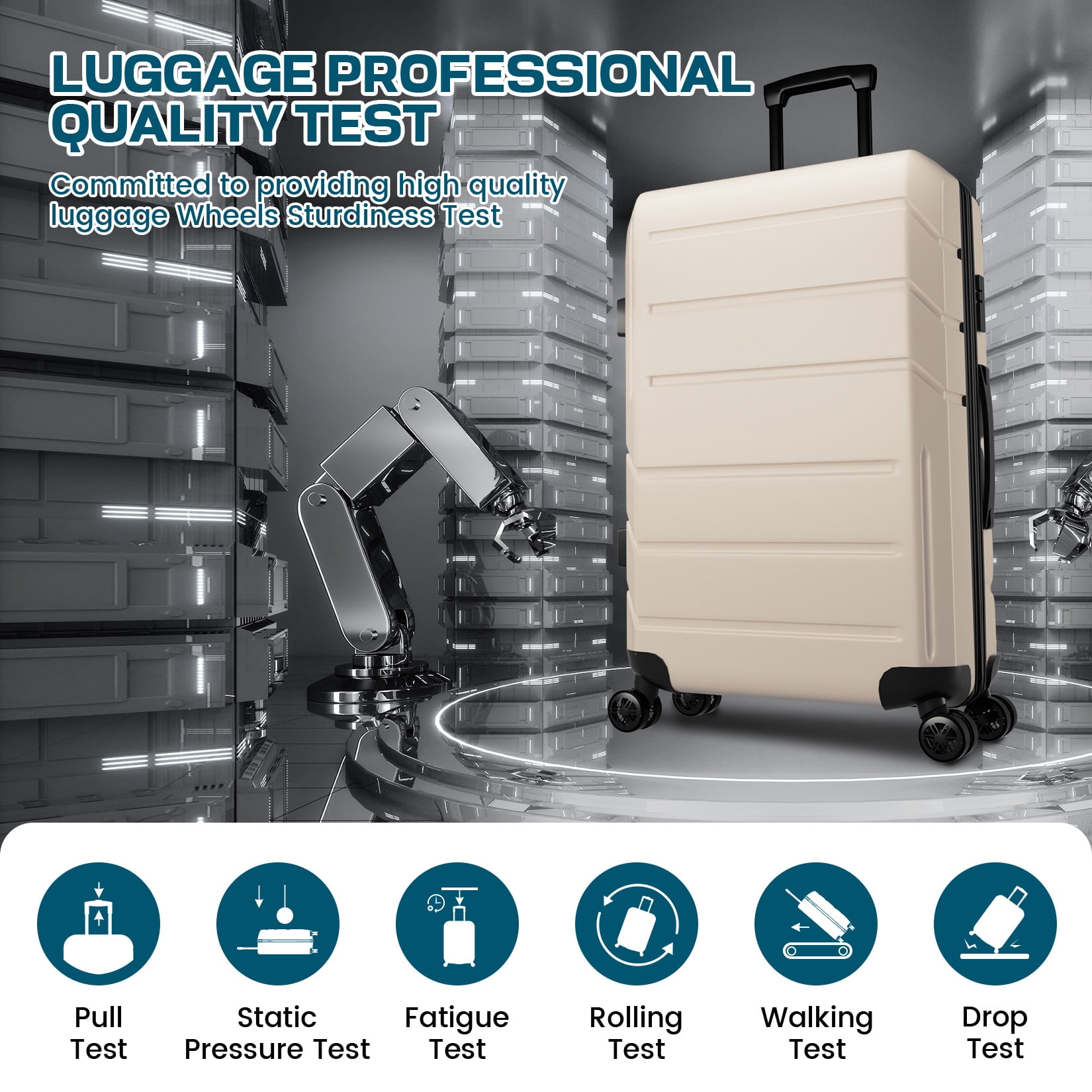 COBIZI 3 Piece Luggage Set Expandable ABS+PC Hardshell Carry on Suitcase with Spinner Wheels & TSA Lock for Men and Women, Rolling Carry-on Suit Case for Plane, Travel, Business, Beige(20in/DB/TB)