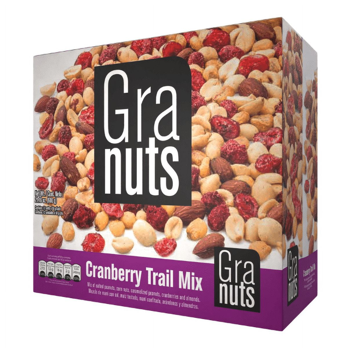 Granuts Cranberry Trail Mix, 1.76 oz., Pack of 1, Assorted Nuts, Fish-Free, Allergens: Peanuts and Almonds