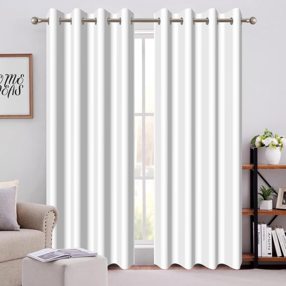 2 Panels White Ombre Blackout Curtains for Bedroom,Thermal Insulated Room Darkening Drapes for Living Room,52x84 Inch