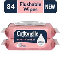 Cottonelle Fragrance Free Flushable Wet Wipes, 2 Flip-Top Packs