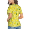 thumbnail image 3 of Honeii Bright Lemons Print Women's Classic V-Neck T-Shirt,Womens Fashion Tops,Stylish Everyday Top for Women, Casual Summer Spring Outfits Clothes-XX-Large, 3 of 5