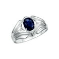 thumbnail image 4 of RYLOS Men's Rings Sterling Silver Rings Classic Designer Style 9X7MM Oval Gemstone &  Diamond Ring Sapphire September Birthstone Rings For Men Size 8, 4 of 7