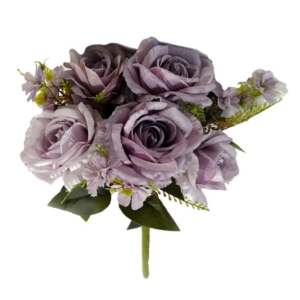 Artificial Rosa Flor Simulación Boda Ramo de novia Paño de oficina en casa Decoración de flores, Púrpura AweSitey HA8404-04B