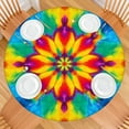 thumbnail image 2 of Tie Dye Colorful Flower Pattern Round Fitted Tablecloth with Elastic Edge,Dining Table Cover Waterproof,Outdoor Round Tablecloth for Camping,Dining,Indoor and Outdoor, 2 of 7
