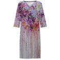 thumbnail image 4 of Vestidos de manga 3/4 para mujer Vestido de tirantes con estampado de flores a la moda Vestido con cuello en V hasta la rodilla Pompotops hdfakjf6175, 4 of 5