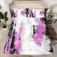 thumbnail image 2 of jejeloiu Abstract Geometric Stripes Queen Sheet Sets,Pink Black Batik Bed Set For Men Women 4pcs, 2 of 7