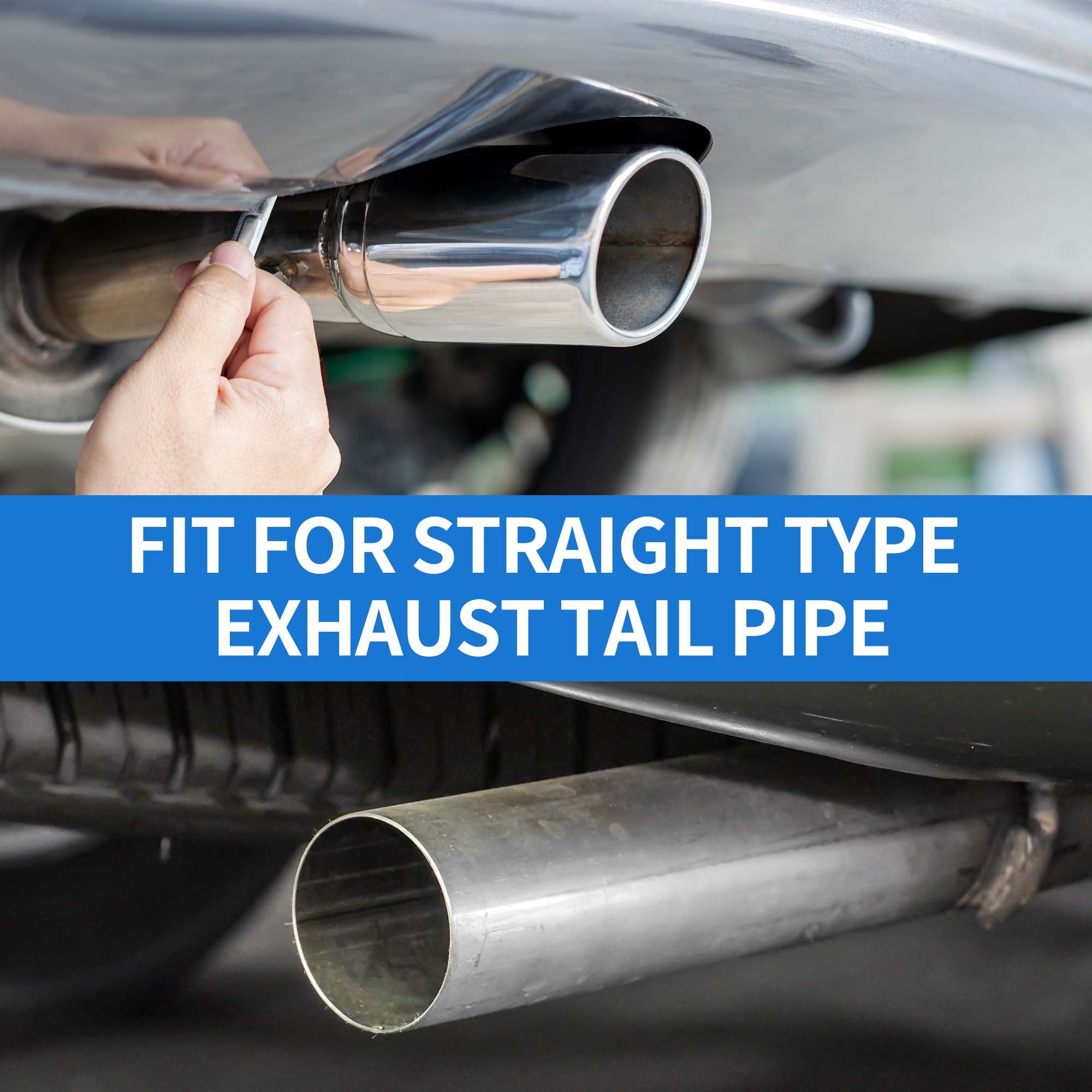 Unique Bargains Slant Exhaust Tip, 1.3" - 2.4" Inlet 3.4" Outlet 5.8" Length Universal