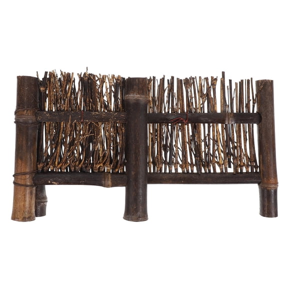 LABSERRON Compact Dark Brown Decorative Fence for Bonsai Garden and Micro Landscape