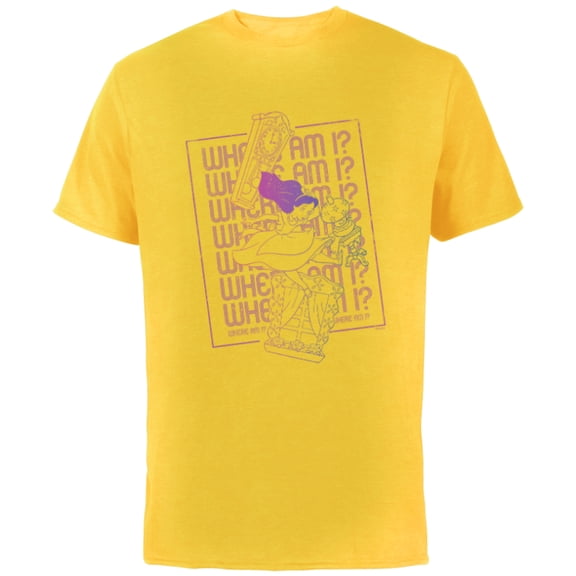 Disney Alice in Wonderland Rabbit Hole Falling Where Am I - Short Sleeve Cotton T-Shirt for Adults - Customized-Yellow