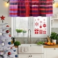 thumbnail image 5 of Red Purple Curtain Valances for Windows, Kitchen Valance Window Treatments Panel 2 Pack, Striped Plaid Modern Abstract Oil Painting Rod Pocket Short Curtains for Bathroom Bedroom 60 x 18 Inch, 5 of 8