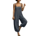 thumbnail image 2 of Pounoo One Piece Jumpsuits for Women Solid Relaxed Fit Sleeveless Romper Side Pocket Daily Resort Vacation Lounge Casual Outfits Gift, 2 of 8