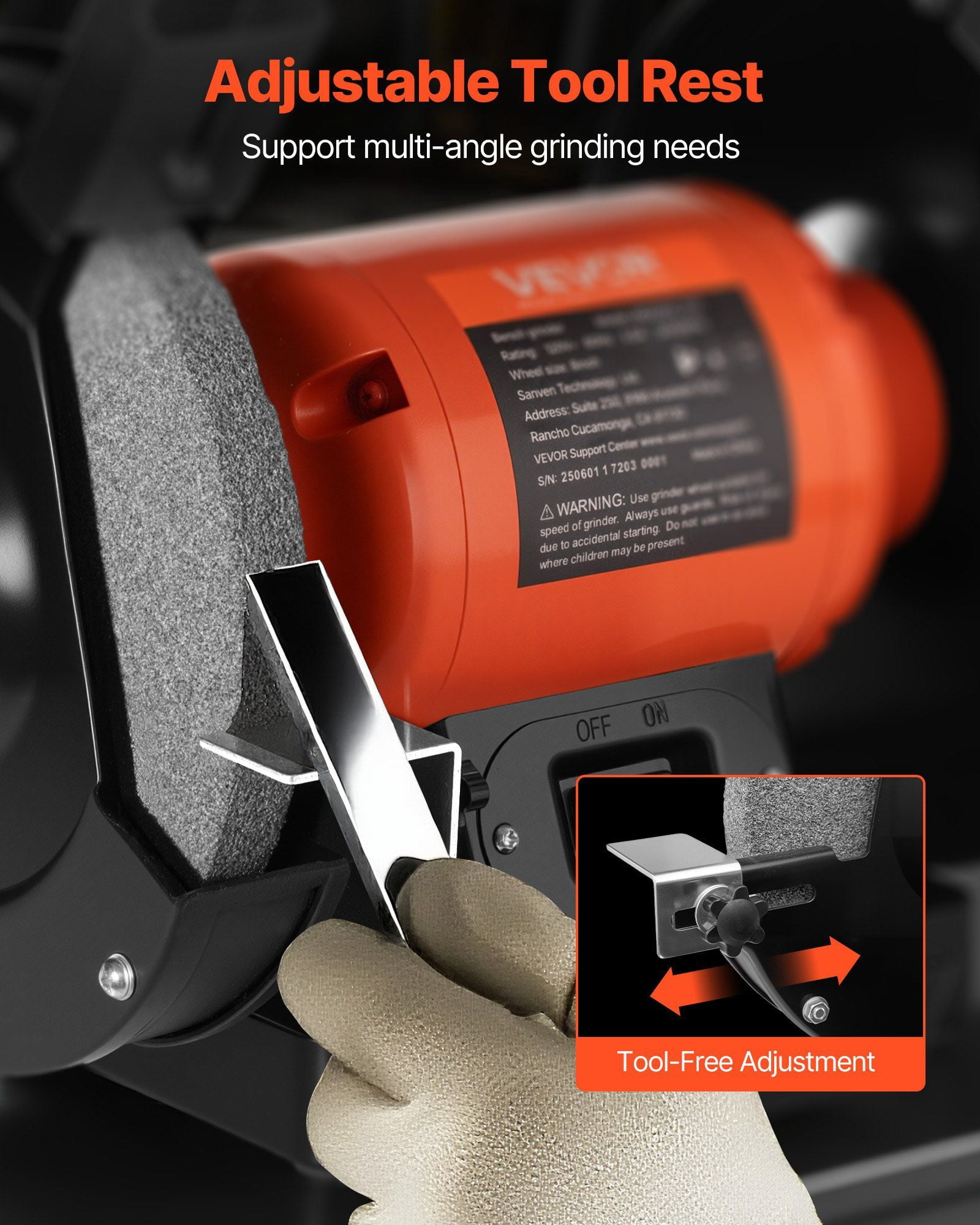 8 Inch Bench Grinder 3450RPM 550W Induction Motor with 36 60 Grit Grinding Wheel Adjustable Eye Shield for Fast Sharpening Grinding