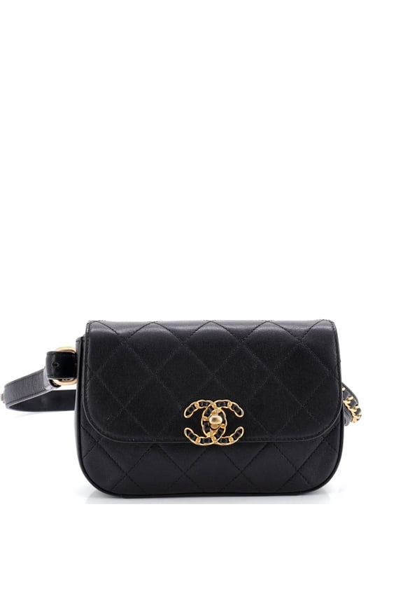 Pre-Owned Chain Infinity Waist Bag Quilted Lambskin By Rebag