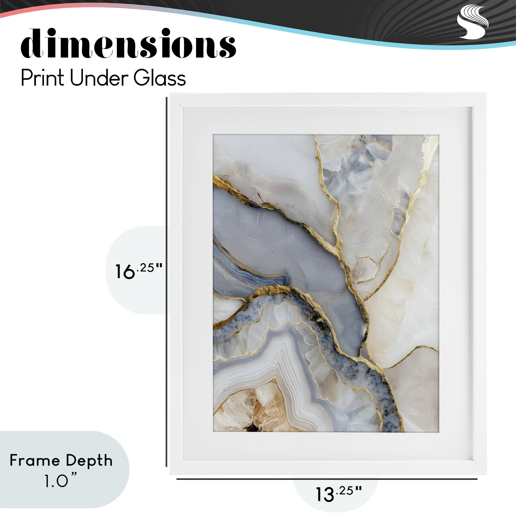 Stupell Industries Glimmering Layers of Agate White Framed Print Under Glass, design by Svetlana Aleynikova