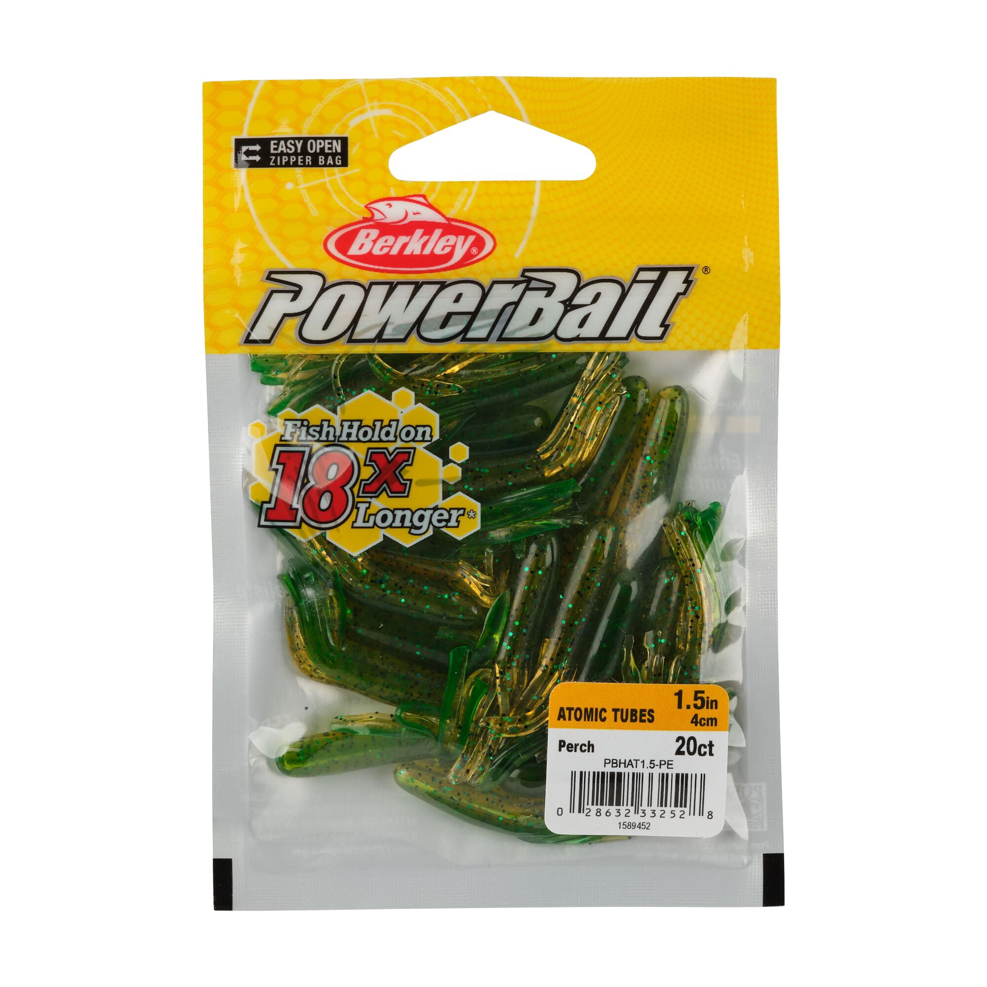 Berkley PowerBait® Atomic Tubes, 1.5 in, Tubes, Perch (20 Count)