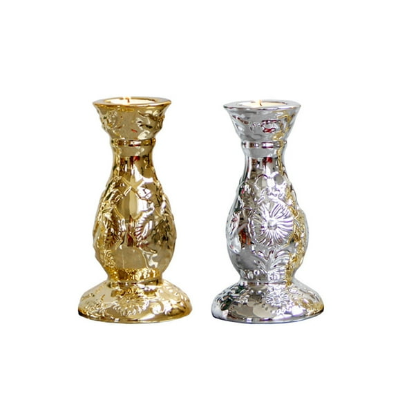 LEXSOMEO Pillar Candle Holder Candlestick Holders Ornament Table Centerpiece Ceramic Candlestick Stand Deluxe Taper Candleers for Birthday Wedding and Tabletop Decor