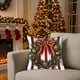 thumbnail image 1 of Juego de 3 fundas de cojín navideñas | Rayas rojas y blancas con lazo, corona y flores | Fundas de cojín decorativas de mezcla de lino para sofá cama | 45 x 45 cm, 1 of 5
