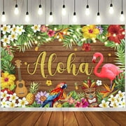 Summer Aloha Luau Party Backdrops Banner Summer Hawaiian Tropical Flamingo Floral Palm Leaves Backgrounds for Photography Colorful Summer Musical Party Decoration Supplies
