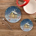 thumbnail image 2 of GZHJMY Christmas Cottage Heat Resistant Trivets Potholders 2PCS, Round Cotton Weave Handmade Pot Holder, Non-Slip Hot Mats Kitchen Dining Plate Mat for Kitchen Pans Bowl Teapot, 2 of 7