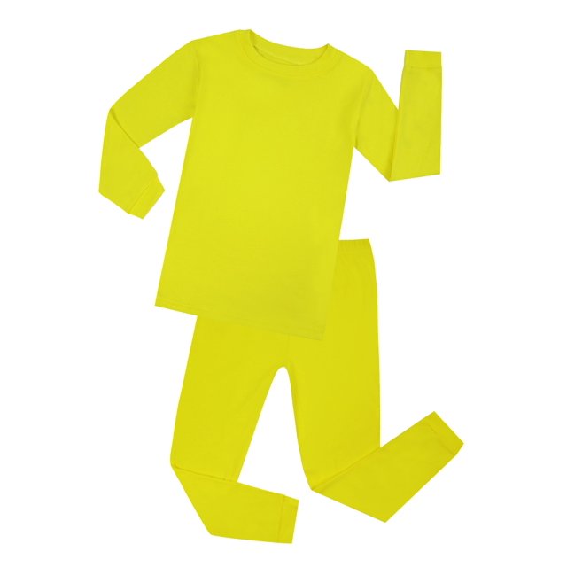 Elowel Ensemble Pyjama 2 Pièces Jaune Garçon 100% Coton Taille 12 M -12 Ans