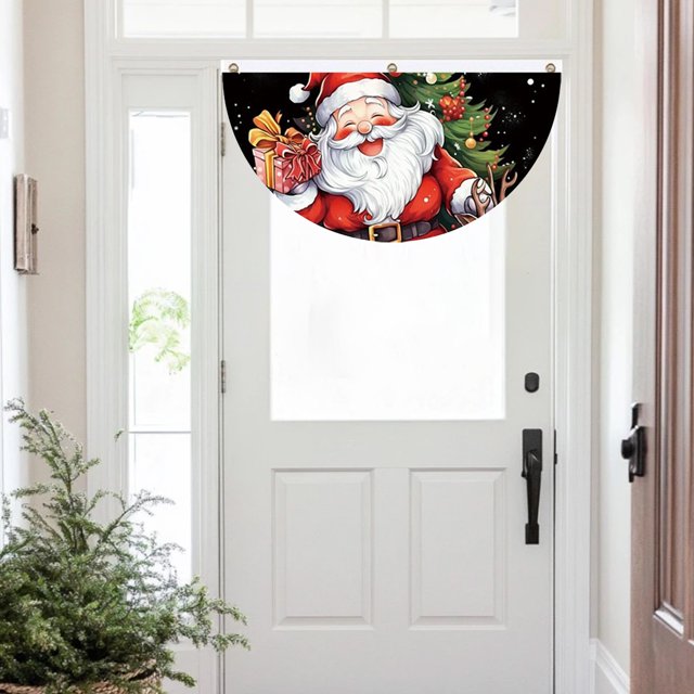 Christmas Fan Banners Santa Elementss Welcome Banners Highs Quality Fabric Fan Half Fan Styles For Outdoors Christmas Parties Great Decor