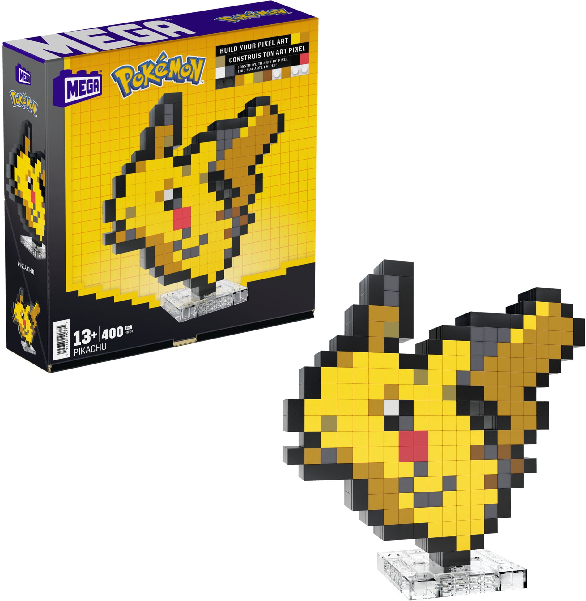 Mega Brands, Pokemon Pikachu Pixel Art, 400 Piece Building Toy Set
