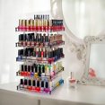 thumbnail image 2 of LMHF Nail Polish Organizer, 5 Tier Acrylic 360 Rotating Display Rack Stand Makeup Cosmetics Storage Box Carousel Shelf with Black Iron Guard, Hold Up to 310 – MK302-5, 2 of 5
