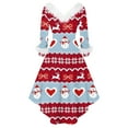 thumbnail image 3 of Christmas Dresses for Women Women's Fashion V-Neck Casual Slim Fit Christmas Print Furry Party Long Sleeve Dress for Festive Occasion,Sky Blue,S, 3 of 4