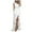 White, variant on Gspmoly Summer Dress, Fashion Women Summer Solid Shoulder Strapless Ruffle Sleeveless Split Dress Cocktail Dress Prime Deals