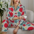 thumbnail image 4 of Goofa Tomato Printed Women’s 2 Piece Pajama Set Super,Pajamas Women's Long Sleeve Sleepwear Soft Button Down Loungewear Pjs Lounge Set Nightwear-Small, 4 of 9