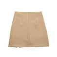 thumbnail image 3 of Mrat Midi Skirts Women's New Fashion Style Long Sleeve Solid Color Double Breasted Suit Short Skirt Long Skirt S-117 Khaki L, 3 of 5
