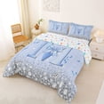 thumbnail image 2 of Erosebridal Blue Sparkle Sequins Print Full Size Comforter Sets for Girls, Monogrammed M Bedding Sets, Colorful Stars Reversible 3 Pieces, 1 Comforter and 2 Pillowcases, 2 of 6
