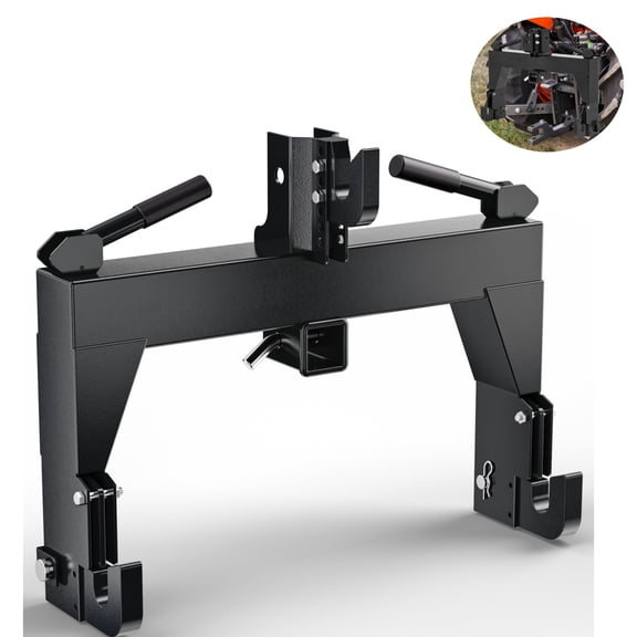 GARVEE 3-Point Quick Hitch with 2" Receiver,3000LBS Lift Capacity,Adaptation to Category 1 & 2 Tractors,5-Level Adjustable Bolt,Reinforced Structure,Black