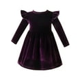 thumbnail image 4 of WIBACKER Kids Baby Girls Long Sleeve Velvet Dress Autumn Winter Princess Party Dresses, 4 of 7