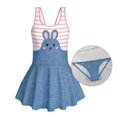 thumbnail image 6 of Tutolipy Blue Rabbit Pink Stripes Sleeveless Bathing Suit, Skirt Girls Beach Swimsuit for Holiday Party Pool Size 6-7 Years, 6 of 8