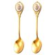 thumbnail image 2 of Retro Coffee Spoon with Ceramic Decorative Piece Made of Stainless Steel for Eating Cakes and Coffee 2 Pieces, 2 of 5