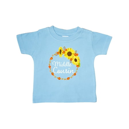 

Inktastic Middle Cousin Sunflower Wreath Gift Baby Boy or Baby Girl T-Shirt