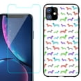 thumbnail image 1 of For Apple iPhone 11 Phone Case , Slim-Fit TPU Protective Case (Black), with Tempered Glass Screen Protector, by OneToughShield ® - Colorful Dachshund/Puppy, 1 of 3