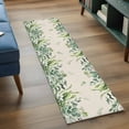 thumbnail image 4 of Green Leaf Runner Rug 2x6 ft Summer Watercolor Country Green Eucalyptus Leaves Linen Texture Washable Hallway Rug Non-Slip Floor Mats Absorbent Carpet Bedside Runners for Bedroom Kitchen Laundry Room, 4 of 9