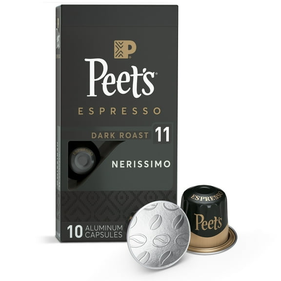 Peet's Coffee Nerissimo Premium Dark Roast Intensity 11 Espresso Coffee Pods, 10 Count