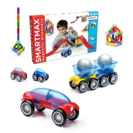 UPC: 0847563009091 | SmartMax Stunt Cars 46-pc STEM Magnetic Building Set for Ages 3+