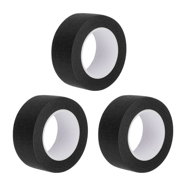 Uxcell 3Pcs 1 pulgada de ancho 14 yardas Cinta de enmascarar negra para pintores para hogar y oficina