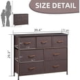 thumbnail image 3 of Commode pour Chambre avec 7 Tiroirs, Grand Commode avec Dessus en Bois, Grande Commode en Tissu avec Tiroirs de Rangement pour Salon, Garde-Robe, Entrée, Brun Café, 3 of 15