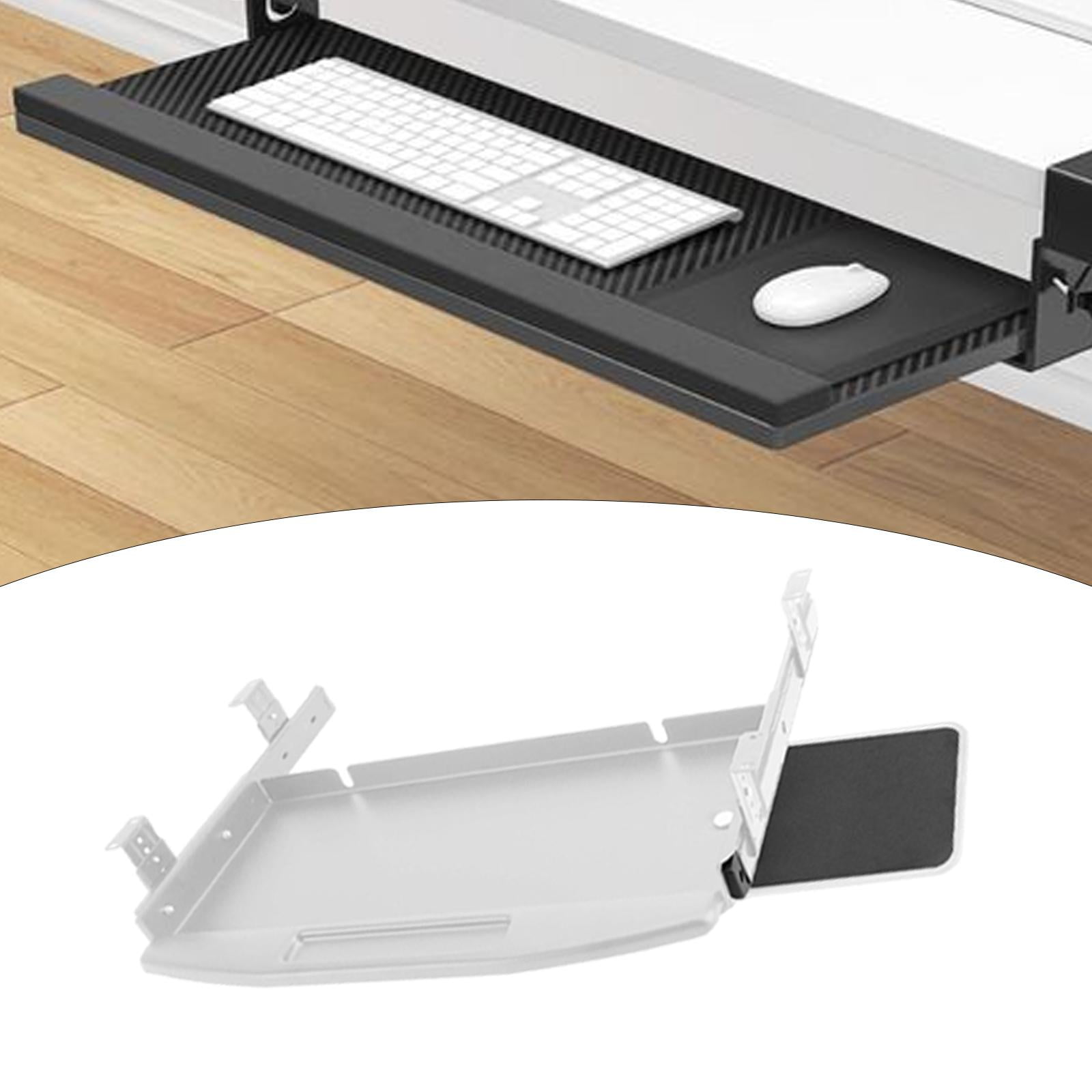 TISHITA Keyboard Tray under Desk Sliding Keyboard Drawer Silent Slide Rail for Typing Computer Drawer Keyboard Shelf for Workstations Gray w Mouse Board