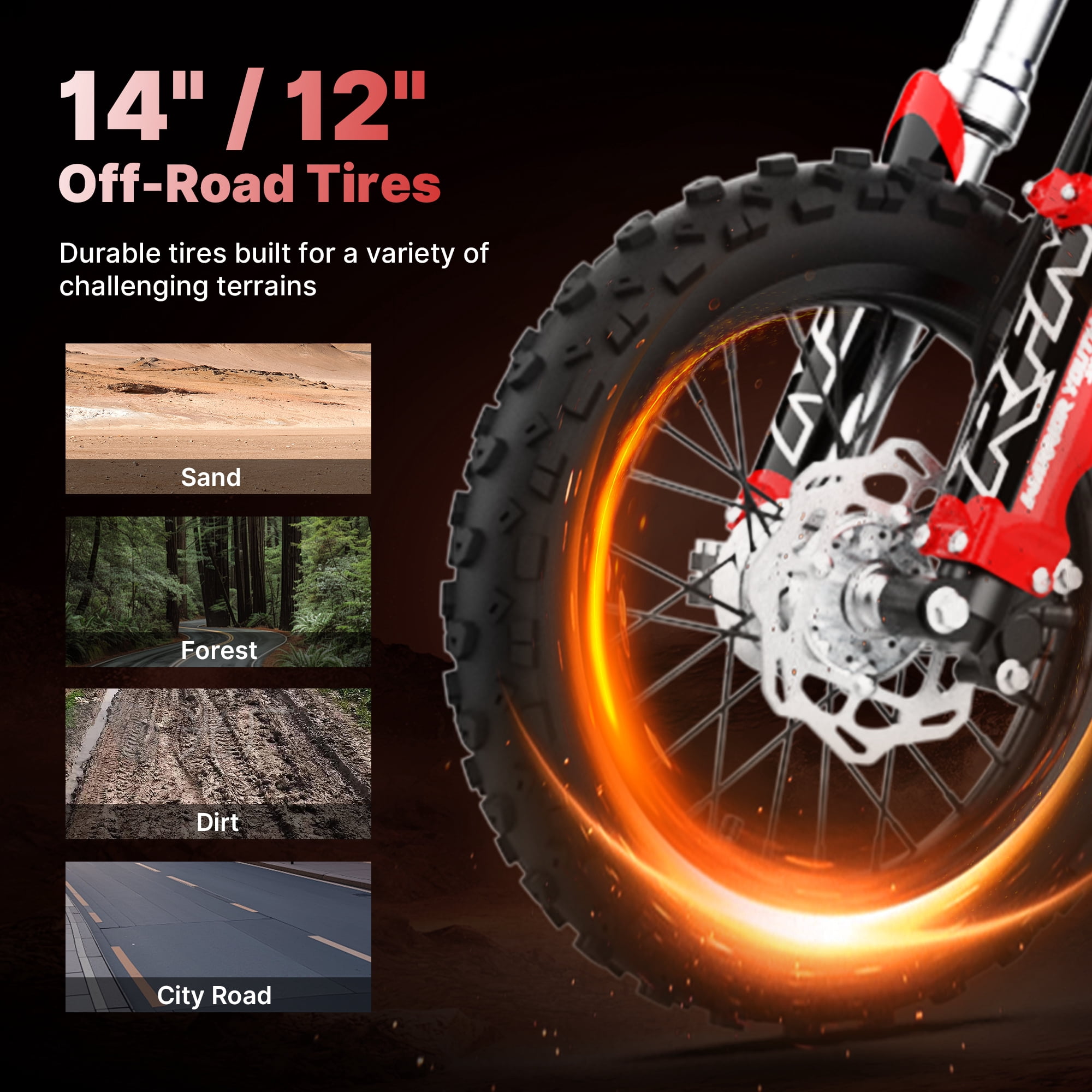 RFN Warrior SX-E2 Electric Dirt Bike for Teens & Adults -2000W eDirt Bike, Electric Motorcycle with 48V 20AH Battery,14"/12" Off-Road Tires, Age 13+